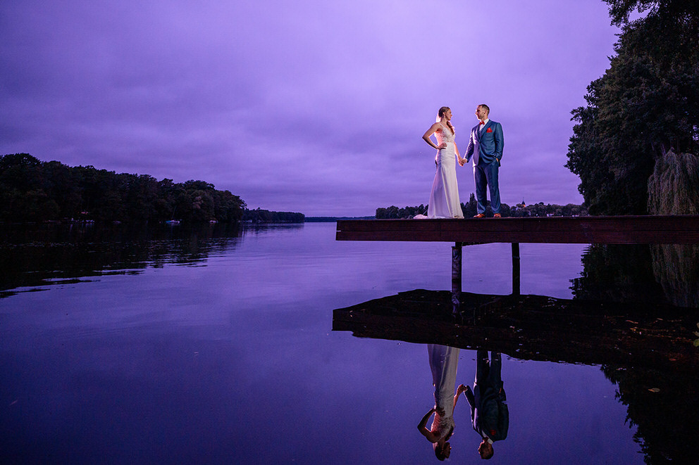 Hochzeitsfotos zur Blauen Stunde im Spreewald