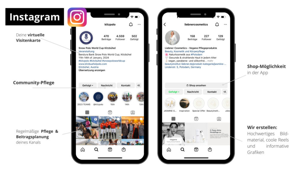 Beispiele Social Media Betreuung für Instagram